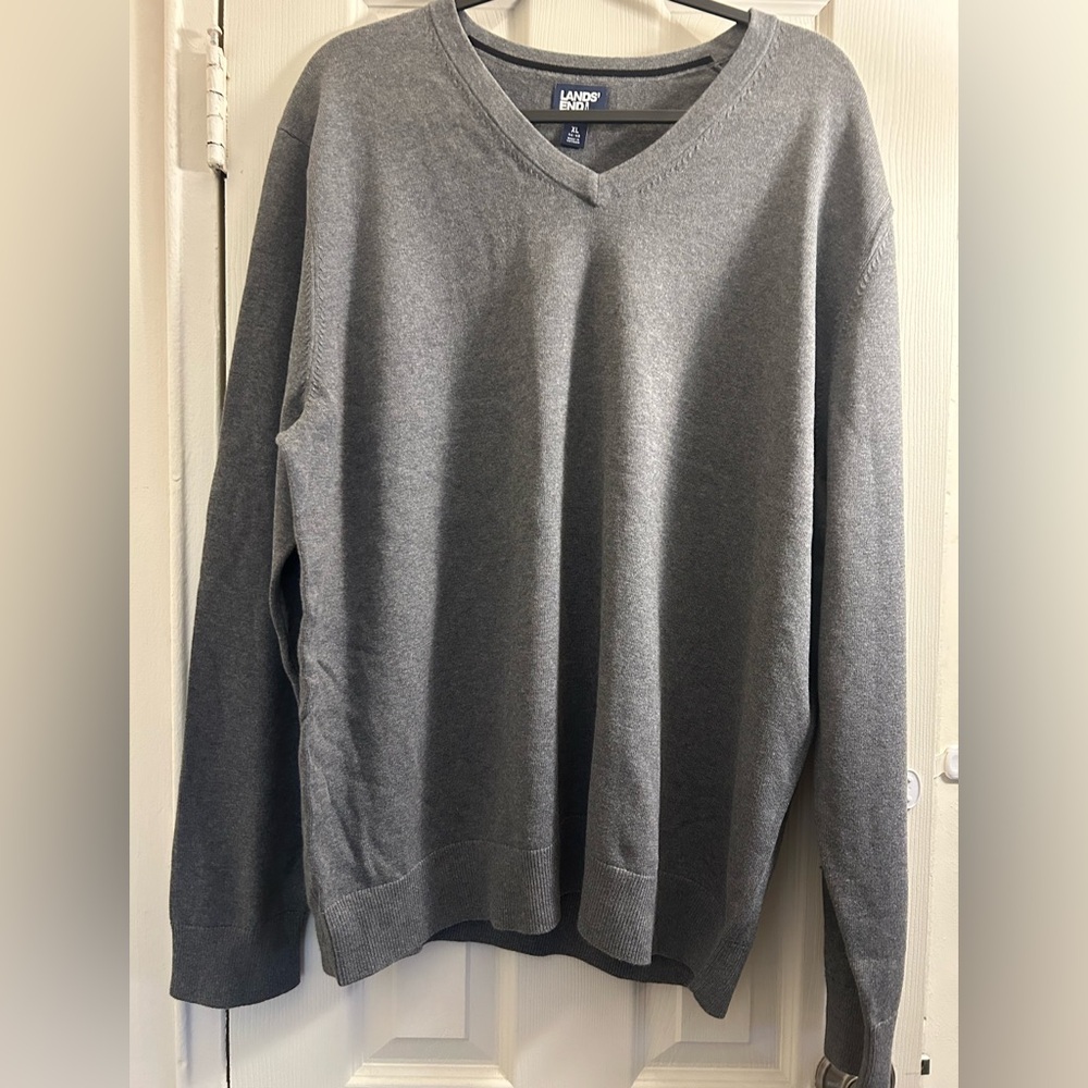 Gray V-Neck Men's Sweater